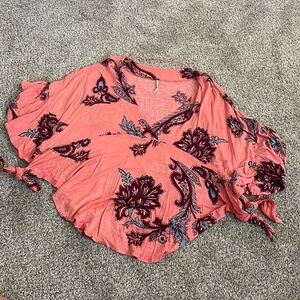 Free people Maui Waui paisley tie top XS pink